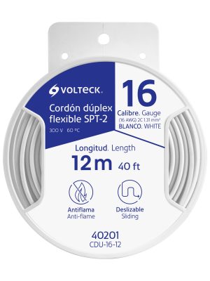 CDU-16-12.jpg 40201 - Carrete con 12 m cordón dúplex flexible SPT 16 AWG, Volteck