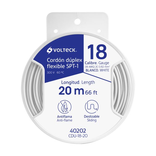40202 - Carrete con 20 m cordón dúplex flexible SPT 18 AWG, Volteck