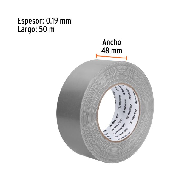 12588 - Cinta para ducto 50m x 48mm, espesor 0.19mm, Truper