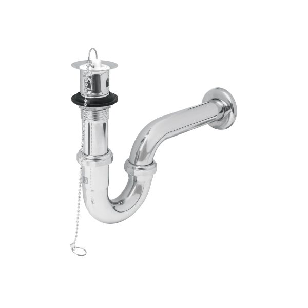 49335 - Céspol 1-1/4' c/contra, tapón y cadena, latón cromo,p/lavabo