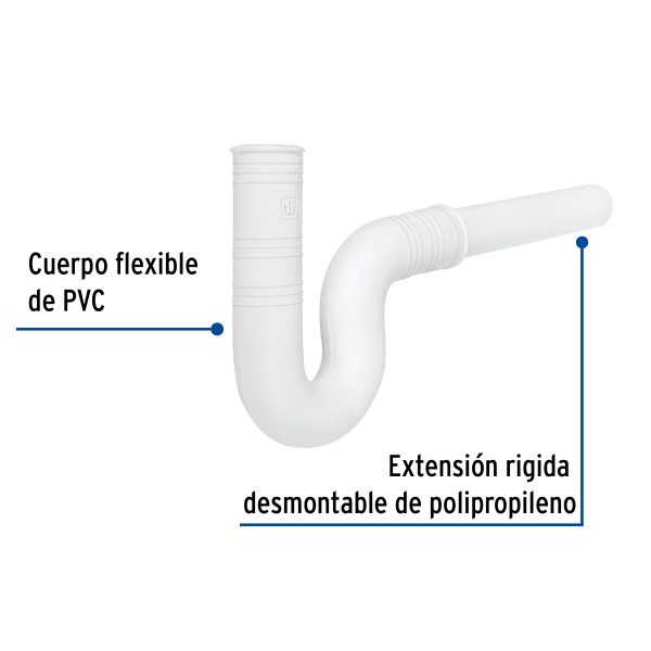 49947 - Céspol flexible 1-1/4' de PVC, con extensión, para lavabo