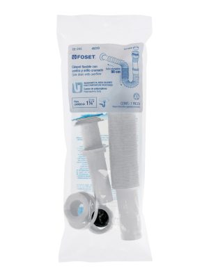 45318 - Céspol flexible para lavabo, 90 cm, arillo metálico, Foset