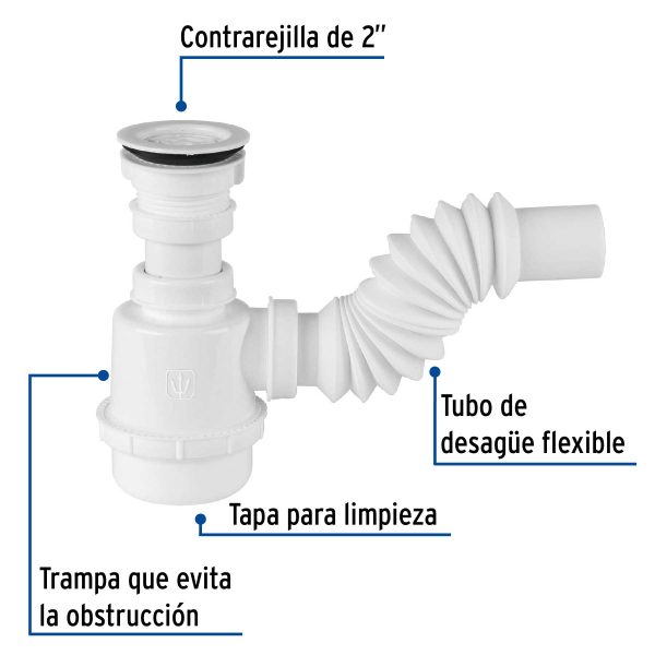 49371 - Céspol de bote 1 1/2', contra, polipropileno, para fregadero