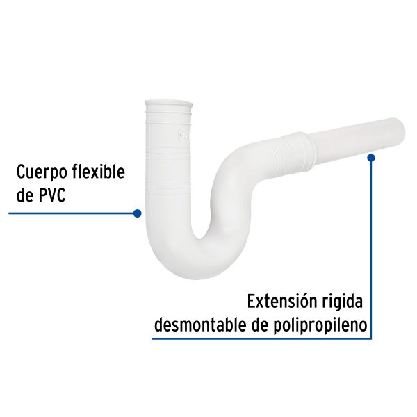 49948 - Céspol flexible 1-1/2' de PVC, con extensión, para fregadero