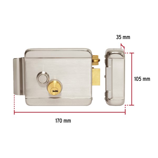 47979 - Cerradura electromecánica con botón, derecha, HERMEX