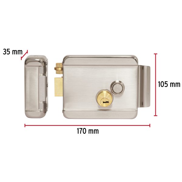 47977 - Cerradura electromecánica con botón, izquierda, HERMEX