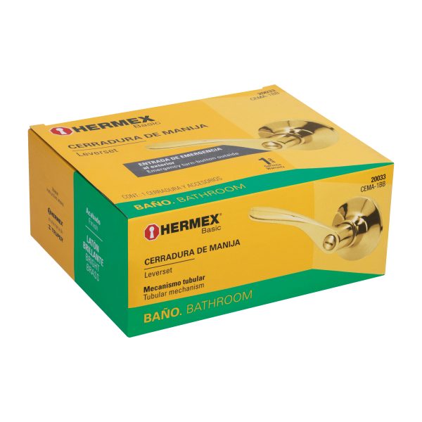 20033 - Cerradura manija 'Milán' baño latón brillante, cil metal