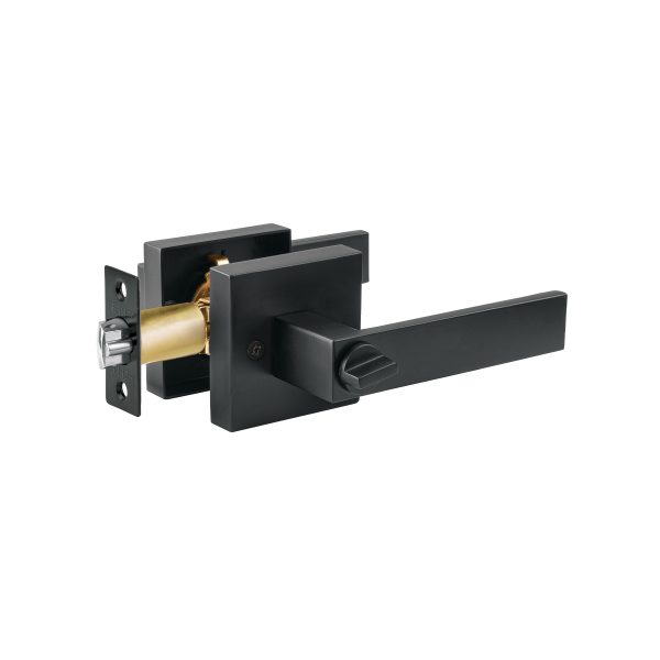 45335 - Cerradura manija 'Módena' p/recámara, negro, cil latón