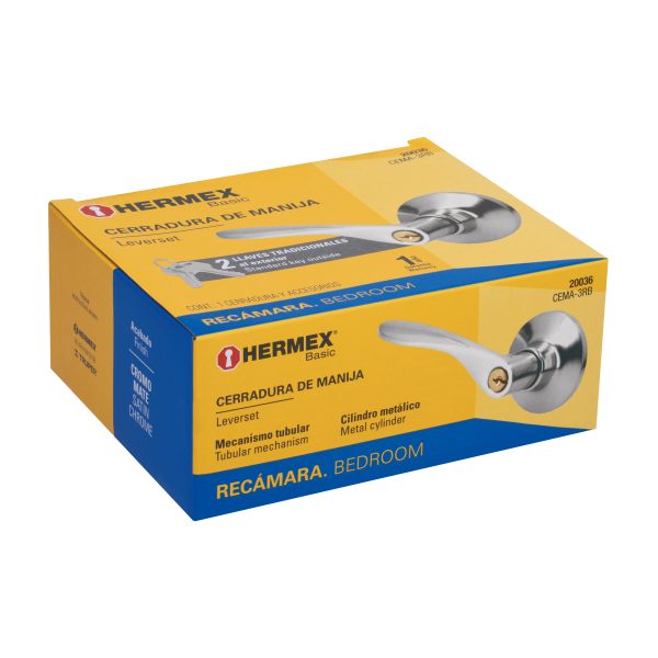 20036 - Cerradura manija 'Milán' recámara cromo mate, cil metal