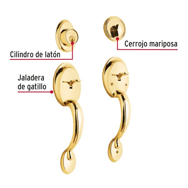 23676 - Doble jaladera y perilla, Berna mariposa, LB, BASIC