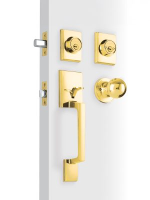 45236 - Jaladera y perilla Porto llave-llave, latón brillante