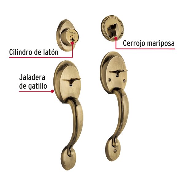 23677 - Doble jaladera y perilla, Berna mariposa, LA, BASIC