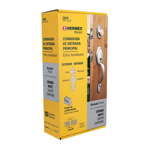 23678 - Doble jaladera y perilla, Berna mariposa, cromo mate, BASIC