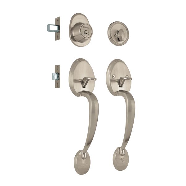 44043 - Doble jaladera y perilla, lugo mariposa, NS, HERMEX