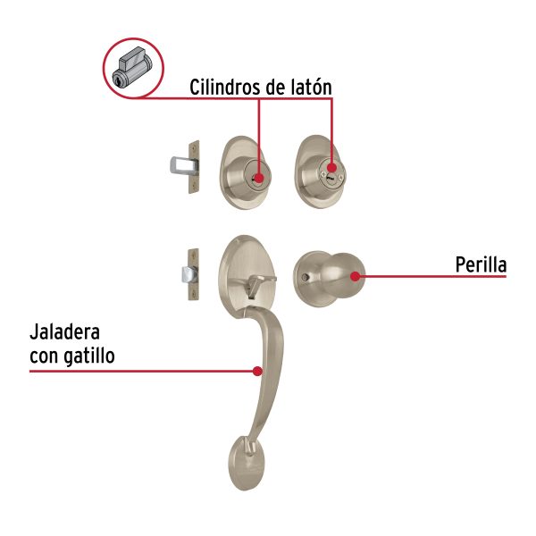 44042 - Jaladera y perilla, Lugo llave-llave, NS, HERMEX