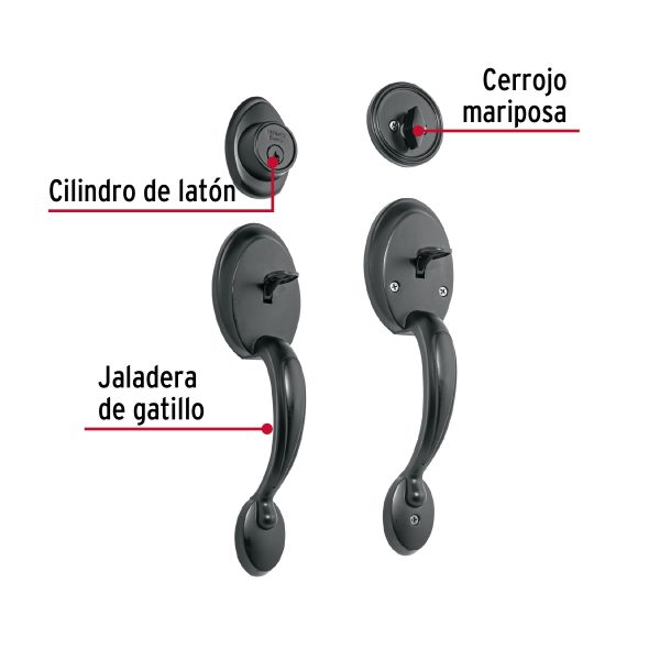 27240 - Doble jaladera y perilla, Berna mariposa, negro, BASIC