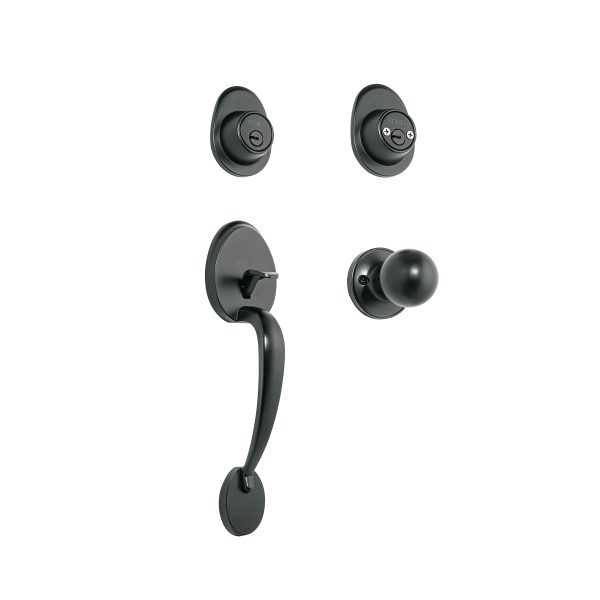 48436 - Jaladera y perilla, Lugo llave-llave, negro, HERMEX