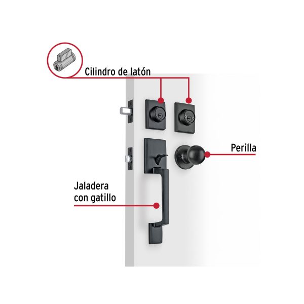 45296 - Jaladera y perilla Porto llave-llave, negro