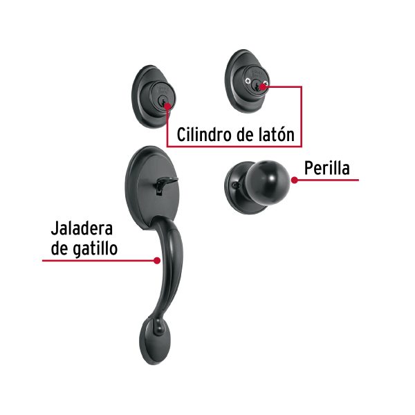 27238 - Jaladera y perilla, Berna llave-llave, negro, BASIC