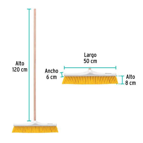 57036 - Cepillo industrial cerda suave de 50 cm, bastón de madera