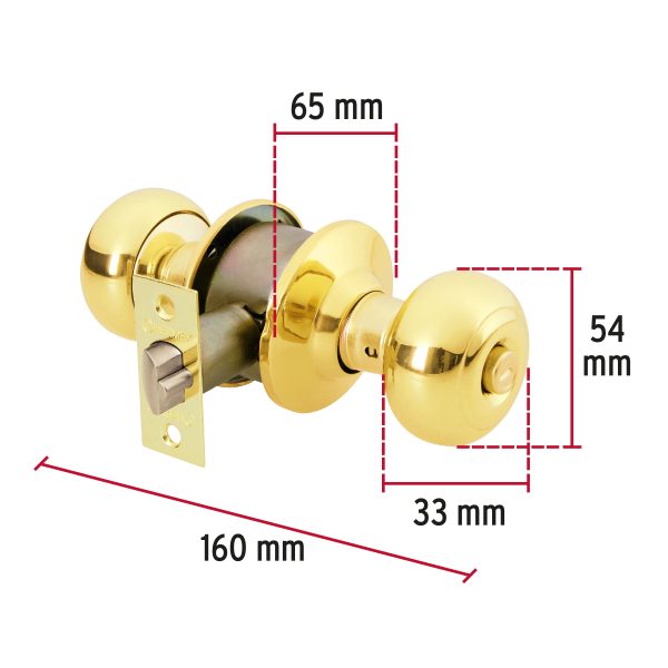 43458 - Cerradura tipo oval para recámara, latón brillante, HERMEX
