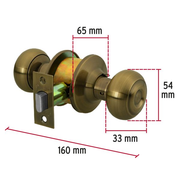 43454 - Cerradura tipo oval para entrada, latón antiguo, HERMEX