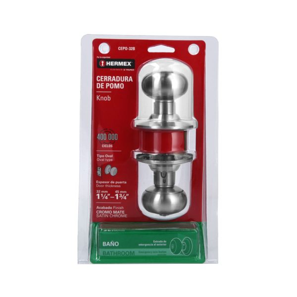 43450 - Cerradura tipo oval para baño, cromo mate, HERMEX