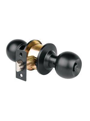 47910 - Cerradura pomo, negro, esfera, recámara, HERMEX