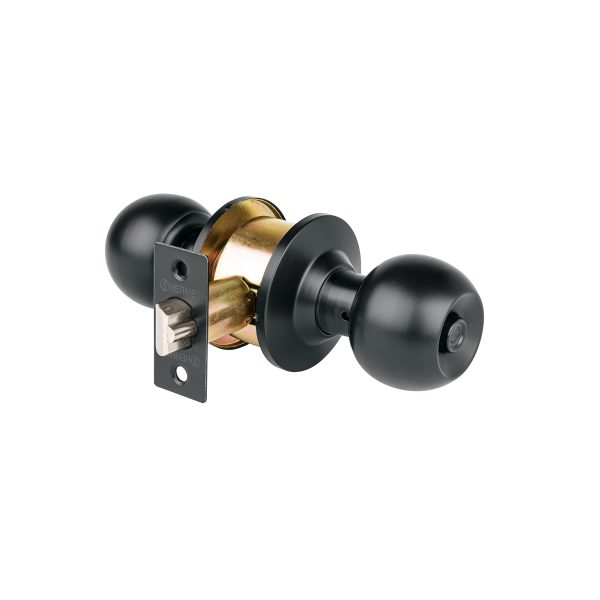 47910 - Cerradura pomo, negro, esfera, recámara, HERMEX