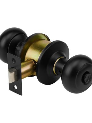 47914 - Cerradura pomo, negro, oval, baño, HERMEX