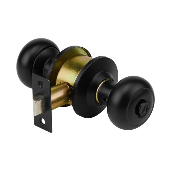 47914 - Cerradura pomo, negro, oval, baño, HERMEX