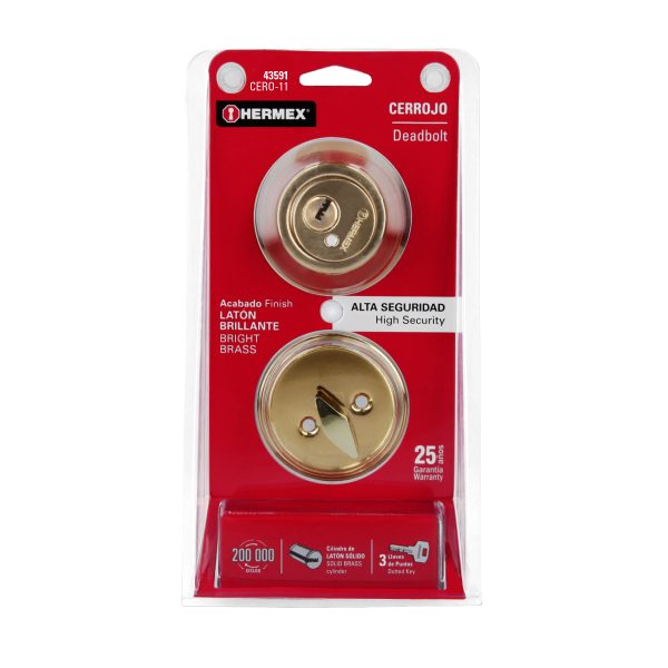 43591 - Cerrojo llave-mariposa latón brillante, llave de puntos