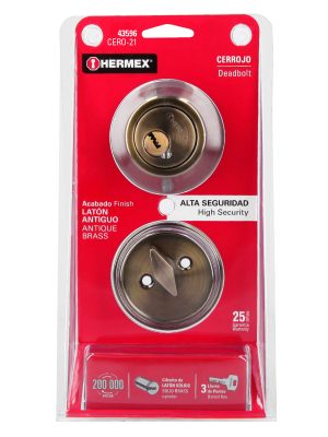 43596 - Cerrojo llave-mariposa latón antiguo, llave de puntos HERMEX