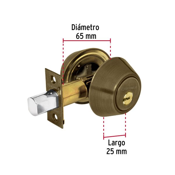 43596 - Cerrojo llave-mariposa latón antiguo, llave de puntos HERMEX