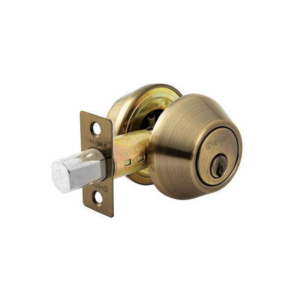 23612 - Cerrojo llave-llave latón antiguo, llave tradicional, HERMEX