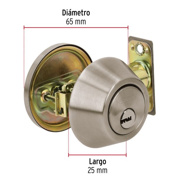 44036 - Cerrojo llave-mariposa níquel satin, llave de puntos, Hermex