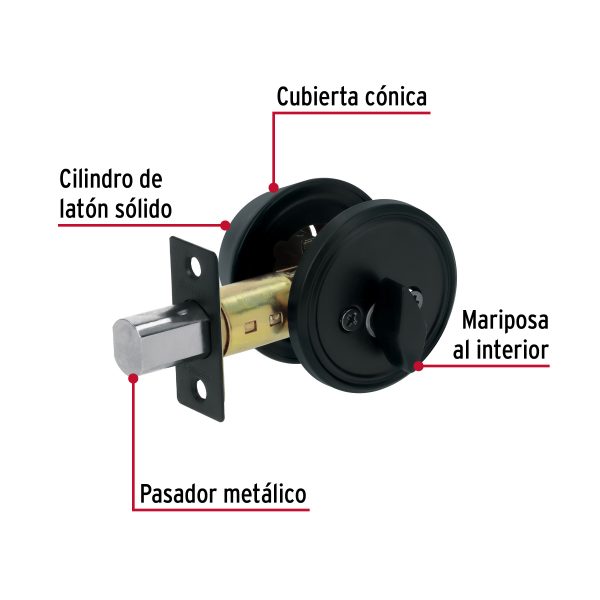 49224 - Cerrojo llave-mariposa negro, llave de puntos, HERMEX