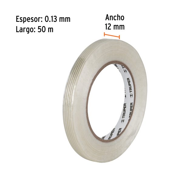 103027 - Cinta flejadora con filamentos 12mm x 50 m, transparente