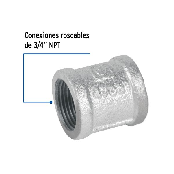 47551 - Cople reforzado de acero galvanizado de 3/4', Foset
