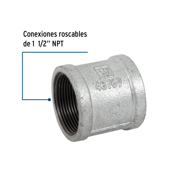 48769 - Cople reforzado de acero galvanizado de 1-1/2', Foset