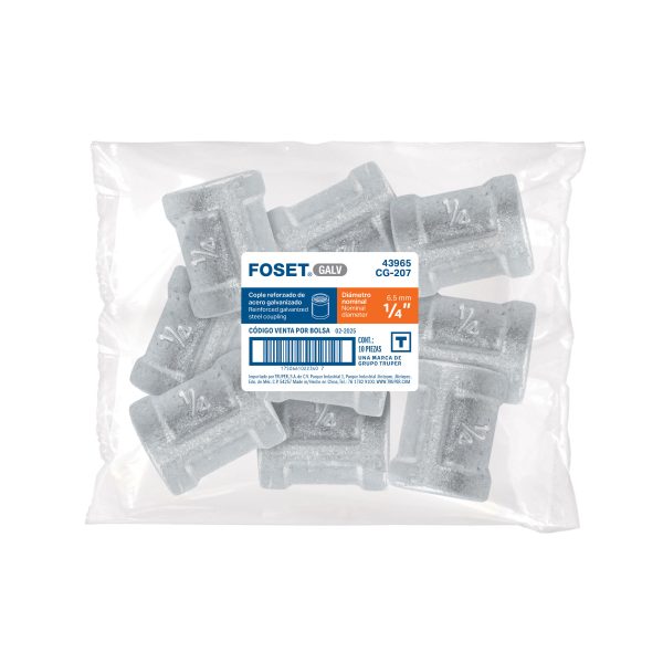 43965 - Cople reforzado de acero galvanizado de 1/4', FOSET