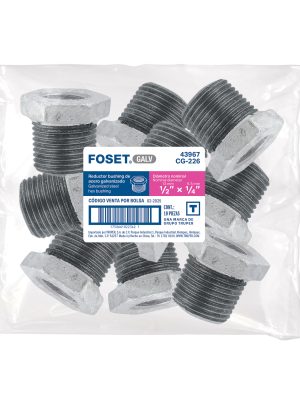 43966 - Reducción bushing acero galvanizado 3/8x1/4', FOSET