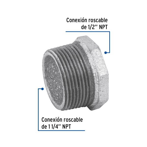 48774 - Reducción bushing acero galvanizado 1-1/4 x 1/2', Foset