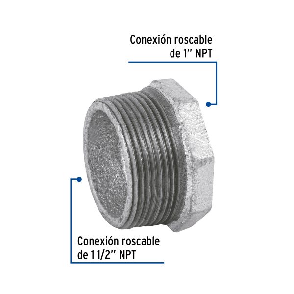 48779 - Reducción bushing acero galvanizado 1-1/2 x 1', Foset