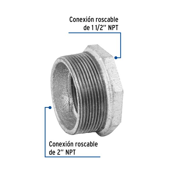 48782 - Reducción bushing acero galvanizado 2 x 1-1/2', Foset