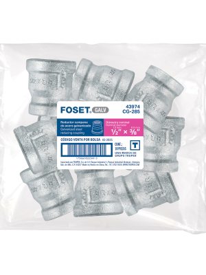 43974 - Reducción campana acero galvanizado 1/2x3/8', FOSET