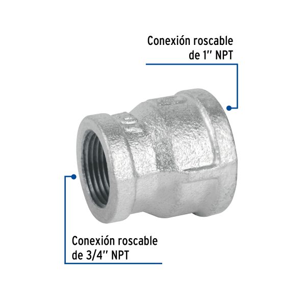 47507 - Reducción campana acero galvanizado 1' x 3/4', Foset