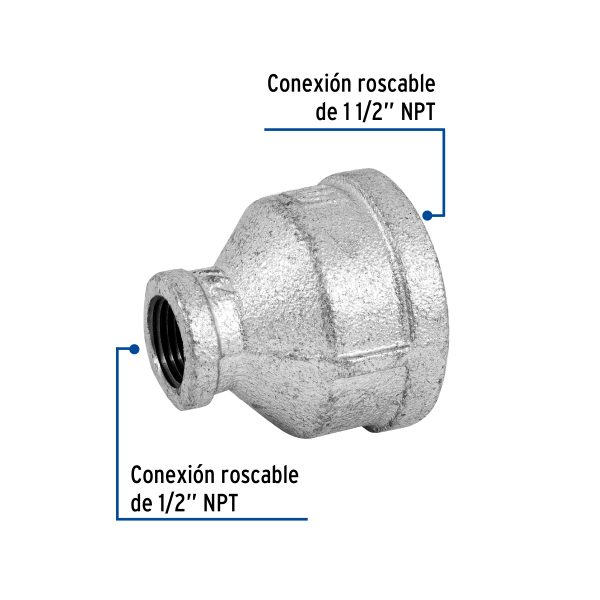 48764 - Reducción campana acero galvanizado 1-1/2' x 1/2', Foset