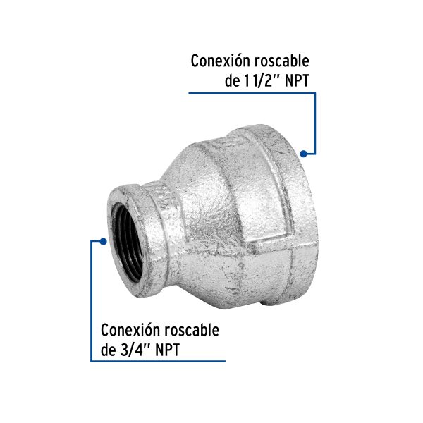 48765 - Reducción campana acero galvanizado 1-1/2' x 3/4', Foset