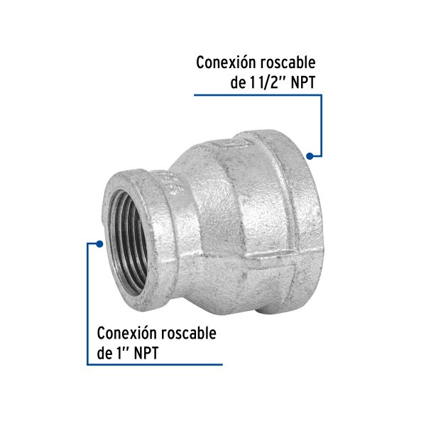 48766 - Reducción campana acero galvanizado 1-1/2' x 1', Foset